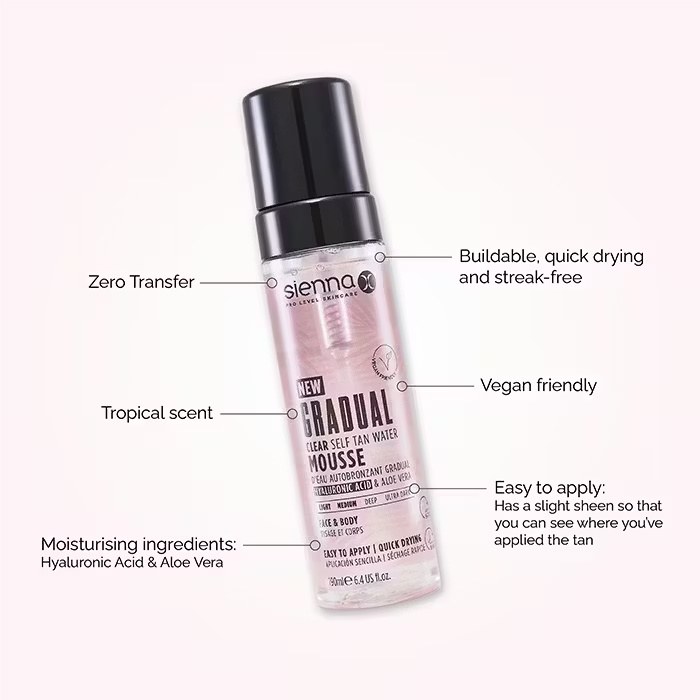 Sienna XSienna XGradual Clear Tan Water Mousse 2 Sienna XSienna XGradual Clear Tan Water Mousse