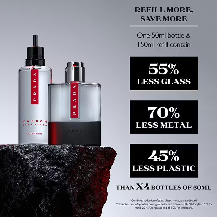 PradaLUNA ROSSACarbon Eau De Toilette 150ml Refill 3 PradaLUNA ROSSACarbon Eau De Toilette 150ml Refill